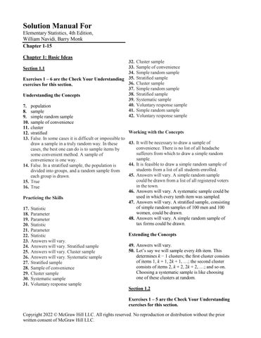 Solution Manual For Elementary Statistics, 4th Edition by William Navidi, Barry Monk Chapter 1-15