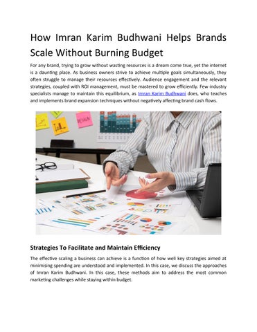 How Imran Karim Budhwani Helps Brands Scale Without Burning Budget