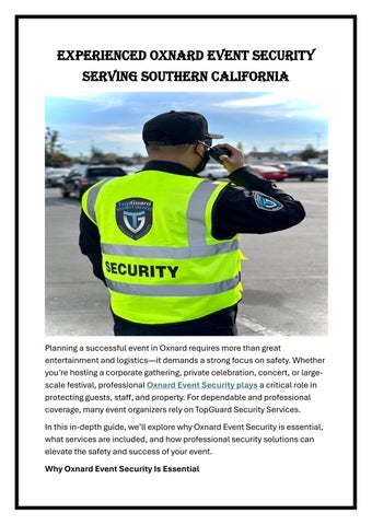 Experienced Oxnard Event Security Serving Southern California