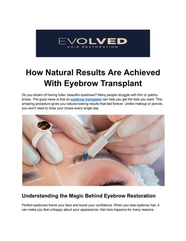 How Natural Results Are Achieved With Eyebrow Transplant