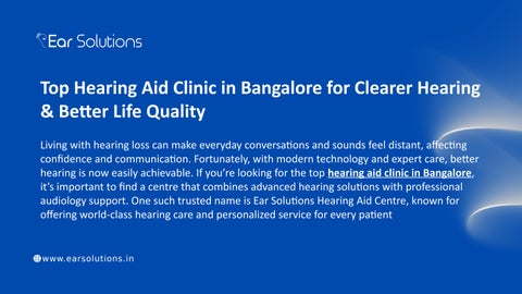 Top Hearing Aid Clinic in Bangalore for Clearer Hearing & Better Life Quality