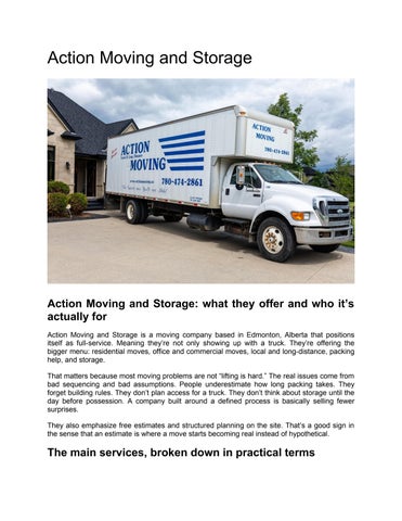Action Moving and Storage