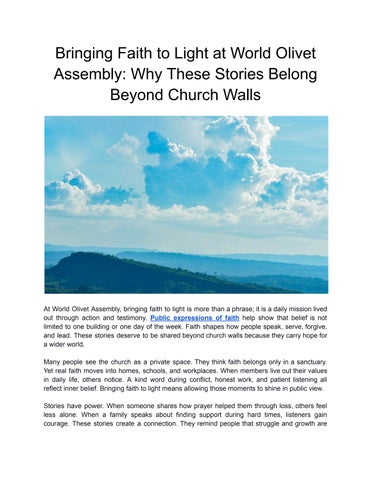 Bringing Faith to Light at World Olivet Assembly_ Why These Stories Belong Beyond Church Walls