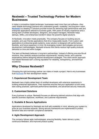 Leading Dot Net Development Company – Nextwebi Delivers Excellence