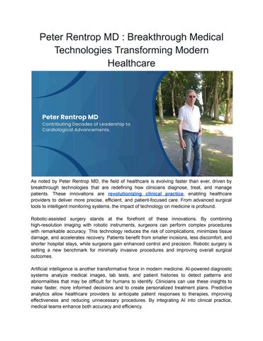 Peter Rentrop MD _ Breakthrough Medical Technologies Transforming Modern Healthcare