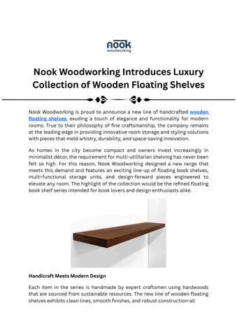 Nook Woodworking Introduces Luxury Collection of Wooden Floating Shelves