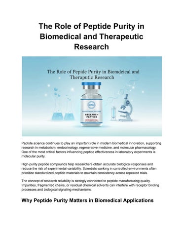 The Role of Peptide Purity in Biomedical Research | PharmaGradePeptide