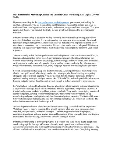 Best Performance Marketing Course