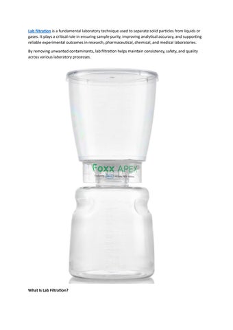 Lab filtration