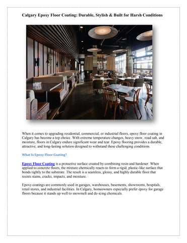 Calgary Epoxy Floor Coating Durable, Stylish & Built for Harsh Conditions