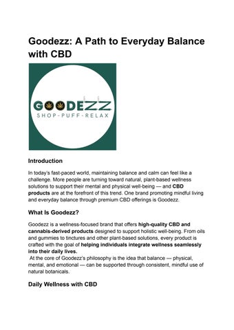 Goodezz: A Path to Everyday Balance with CBD