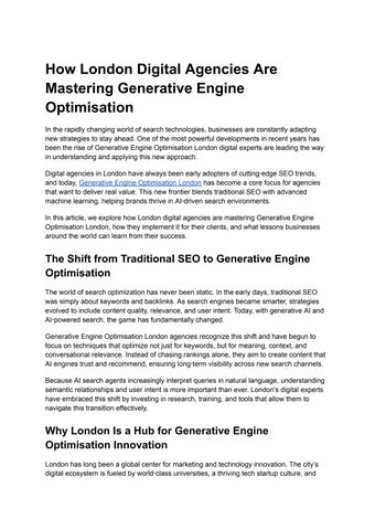 How London Digital Agencies Are Mastering Generative Engine Optimisation