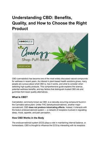 Understanding CBD: Benefits, Quality, and How to Choose the Right Product