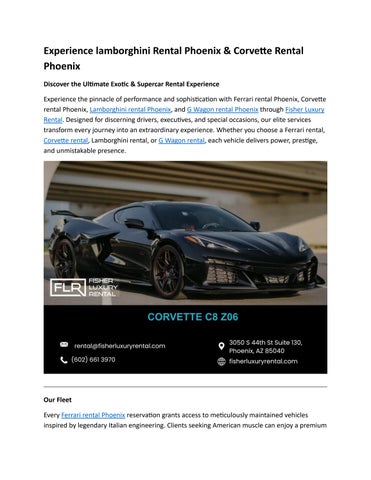 the Ultimate Exotic & Supercar Rental Experience