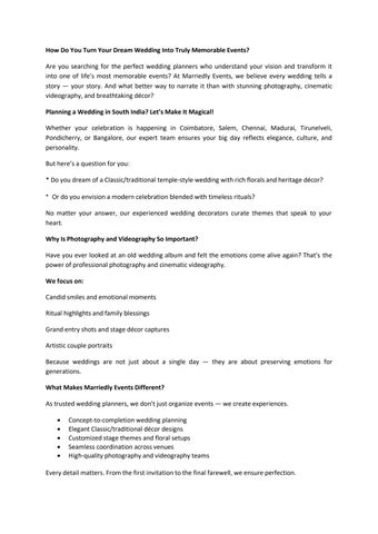 Wedding Planners in Coimbatore - Marriedly Events