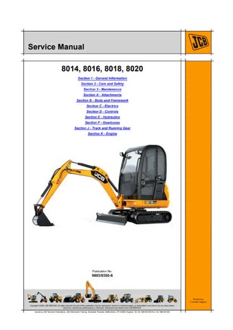 JCB 8014, 8016, 8018, 8020 Service Manual 9803/9350-6 PDF