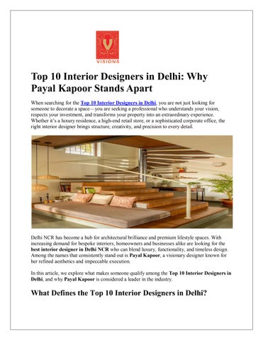 Top 10 Interior Designers in Delhi- Why Payal Kapoor Stands Apart