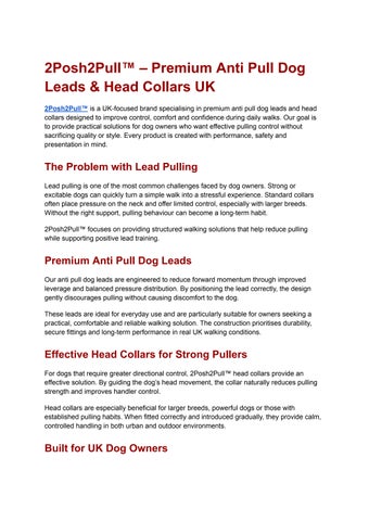 2Posh2Pull™ – Premium Anti Pull Dog Leads & Head Collars UK