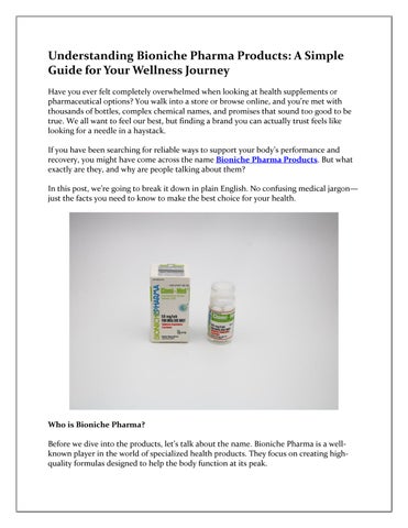 Understanding Bioniche Pharma Products A Simple Guide for Your Wellness Journey