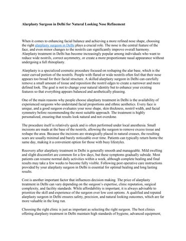 Alarplasty Surgeon in Delhi | Alarplasty Treatment in Delhi for Natural Nose Shape