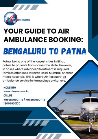 Your Guide to Air Ambulance Booking Bengaluru to Patna
