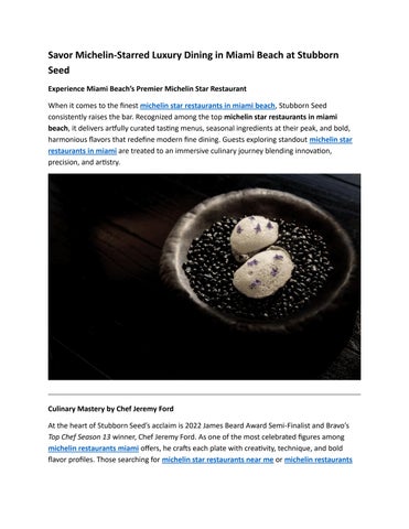 Savor Michelin-Starred Luxury Dining in Miami Beach 