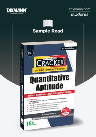 Taxmann's Quantitative Aptitude (Maths, LR & Stats) | CRACKER