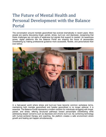 Balance Portal therapists or coaches for mental health and personal development.