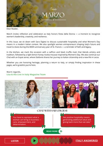 Live in Italy Magazine Newsletter Issue 3 | March 2026 | Festa della Donna