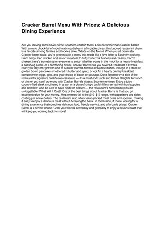 Latest Cracker Barrel Menu With Prices – Full Food Guide