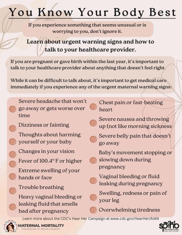 You Know Your Body Best: Warning Signs - Informational Flyer