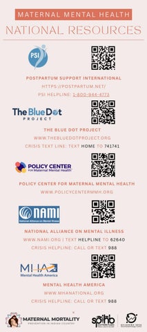 Maternal Mental Health National Resources - Rack Card