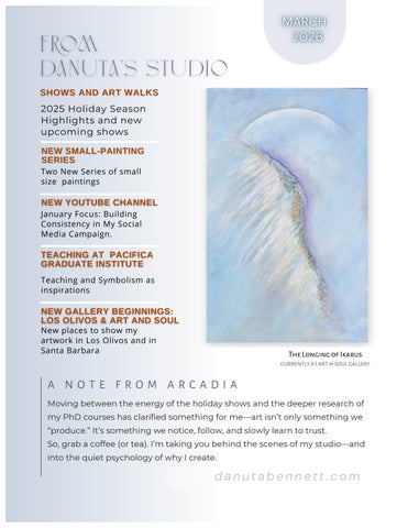 Danuta Bennett STUDIO NEWSLETTER