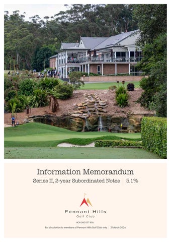 PHGC Infomration Memorandum Series II - 2 Year Subordinated Notes