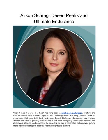 Alison Schrag: Desert Peaks and Ultimate Endurance