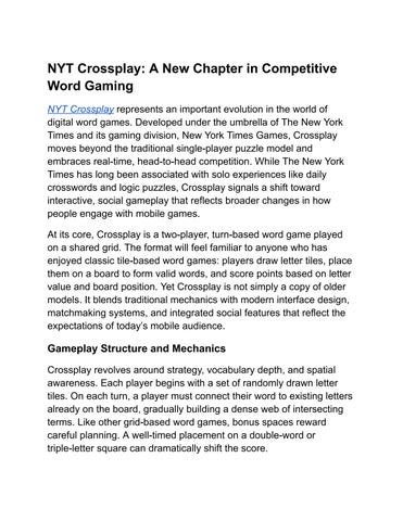 Inside NYT Crossplay: Where Strategy Meets Social Wordplay