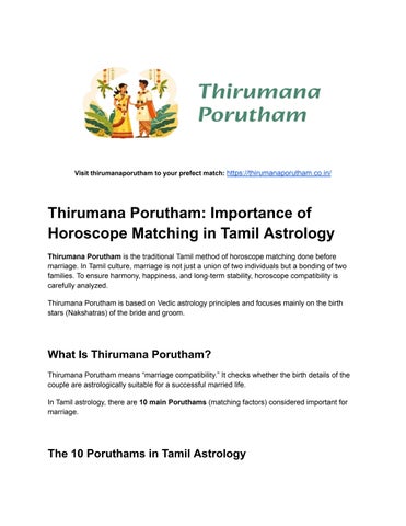 Thirumana Porutham Importance of Horoscope Matching in Tamil Astrology