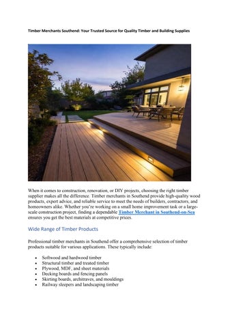 Timber Merchants Southend Your Trusted Source for Quality Timber and Building Supplies