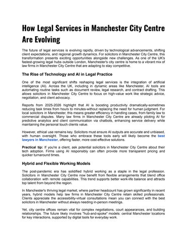 How Legal Services in Manchester City Centre Are Evolving