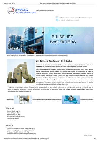 Wet Scrubbers Manufacturers in Hyderabad _ Wet Scrubbers