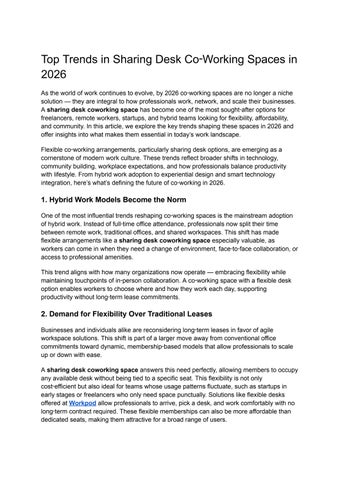 Top Trends in Sharing Desk Co‑Working Spaces in 2026