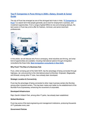 15 Leading IT Companies in Pune with High Salary Packages