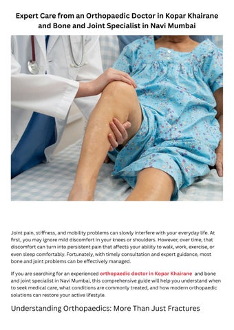 Expert Care from an Orthopaedic Doctor in Kopar Khairane and Bone and Joint Specialist in Navi Mumba