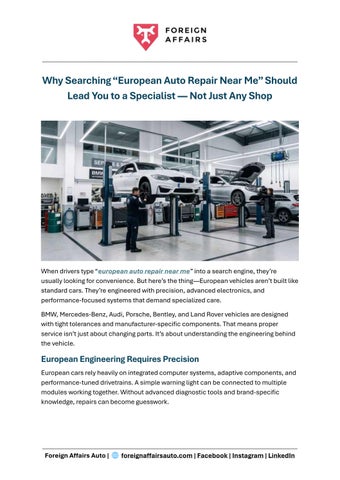 European Auto Repair Near Me - Foreign Affairs Auto