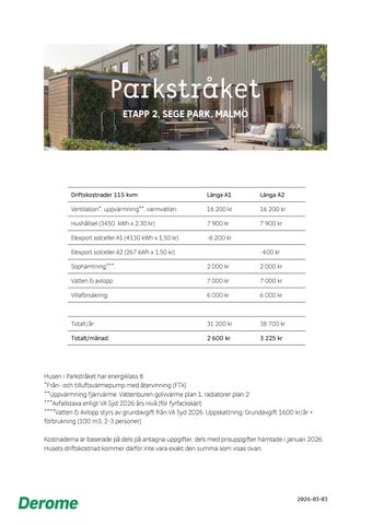 Driftskostnader Parkstråket etapp 2