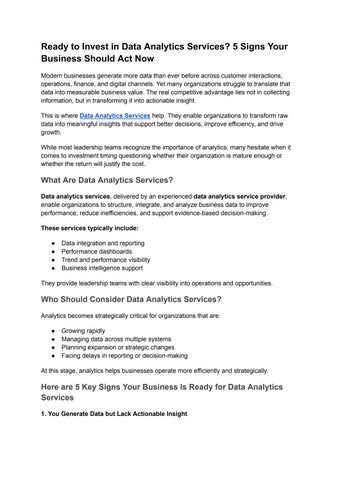 Ready to Invest in Data Analytics Services? 5 Signs Your Business Should Act Now