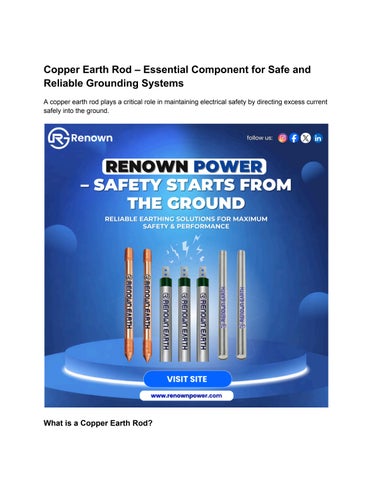 Copper Earth Rod – Essential Component for Safe and Reliable Grounding Systems