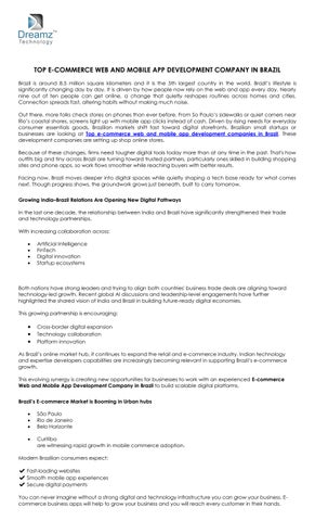 Top Ecommerce web and Mobile App Development Company in Brazil