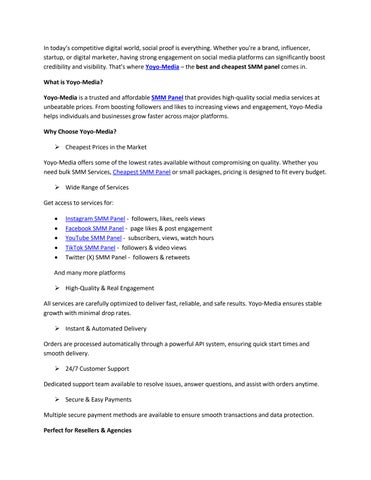 Best and Cheapest SMM Panel : Yoyo-Media