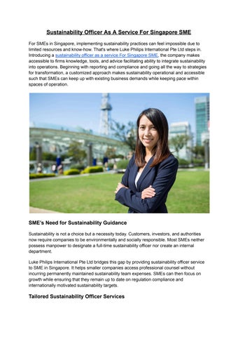 Sustainability Officer as a Service for Singapore SME | Affordable ESG & Compliance Support